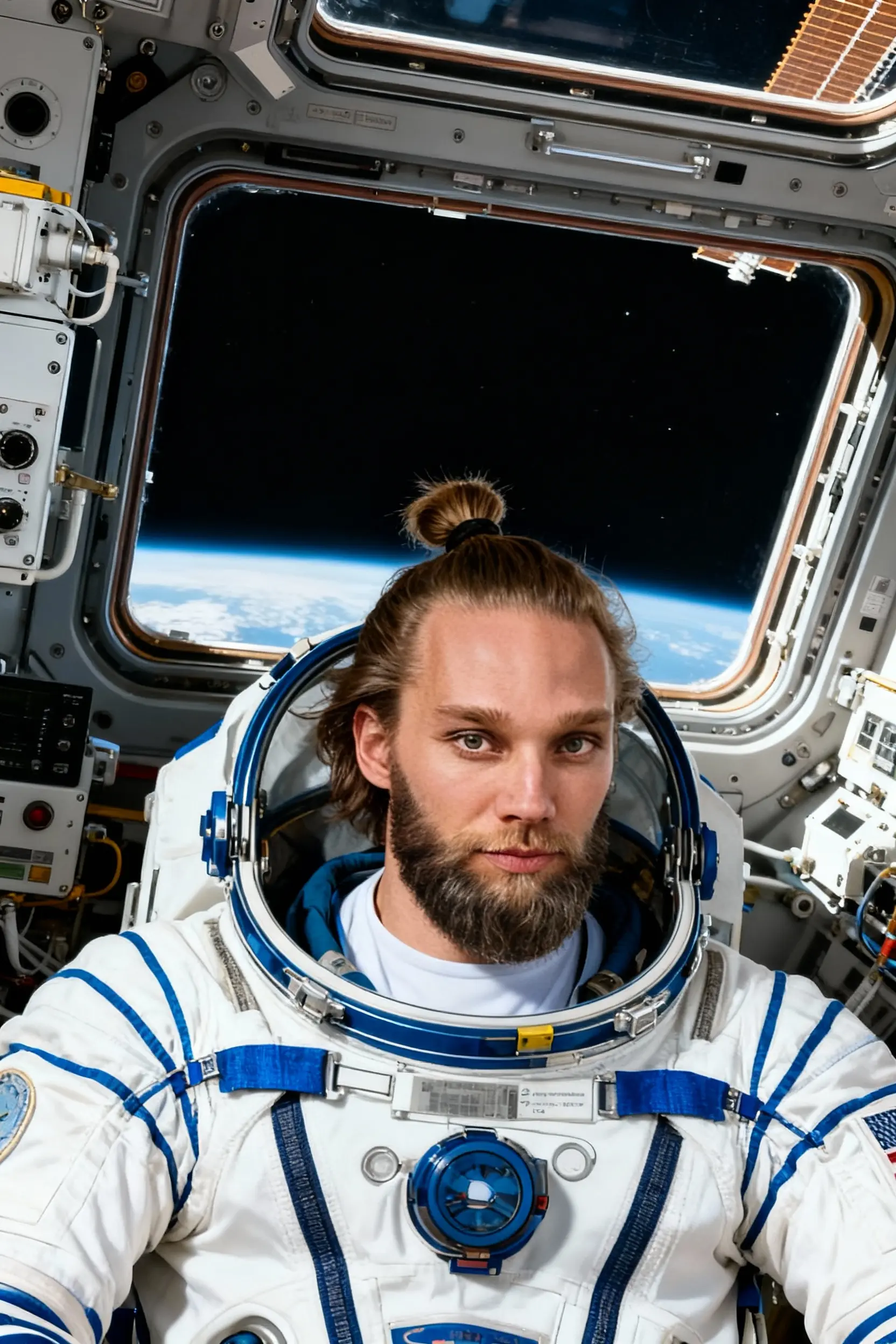 Selfie AI man portrait style Astronaut generated with the mobile app