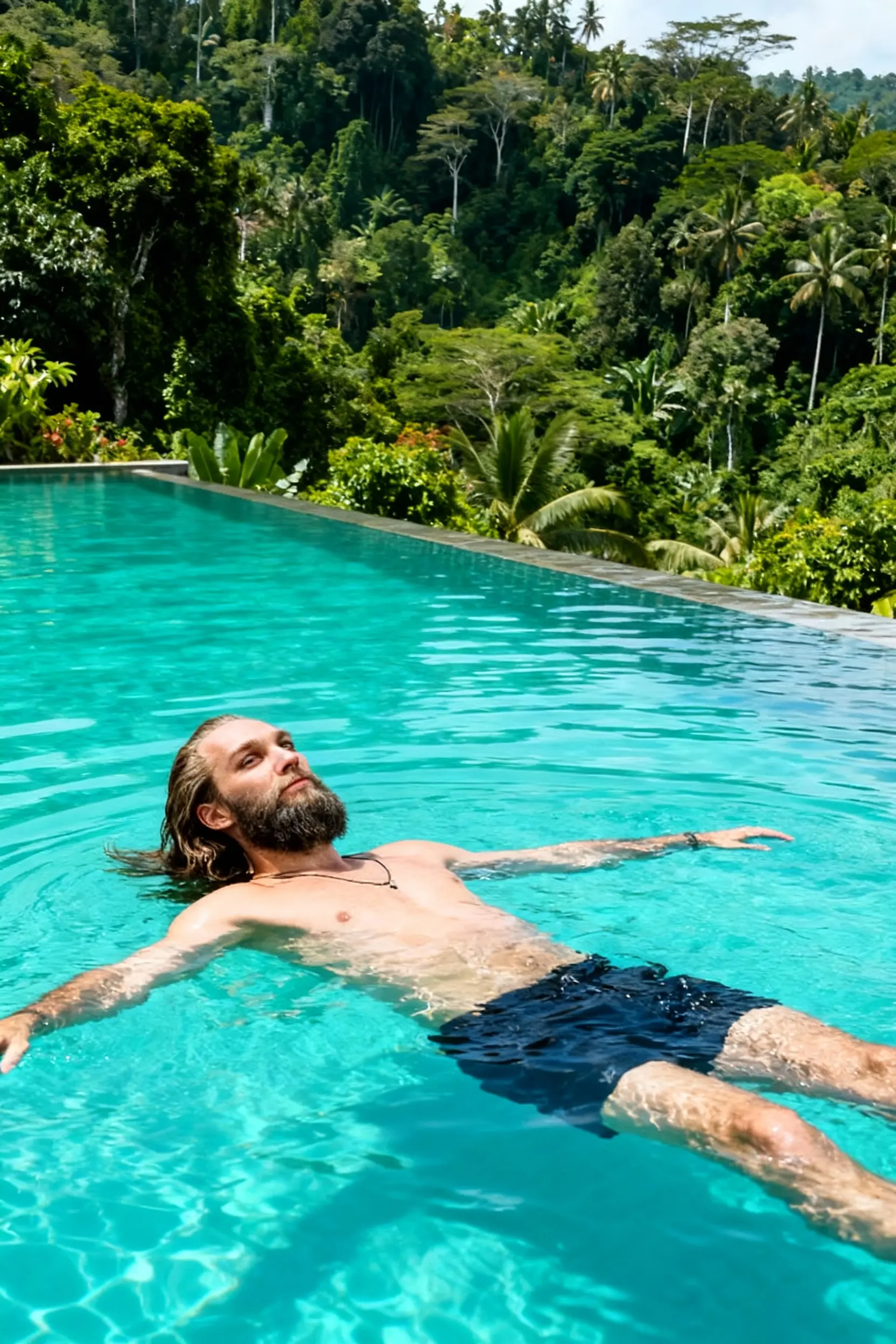 Selfie AI man portrait style Bali generated with the mobile app