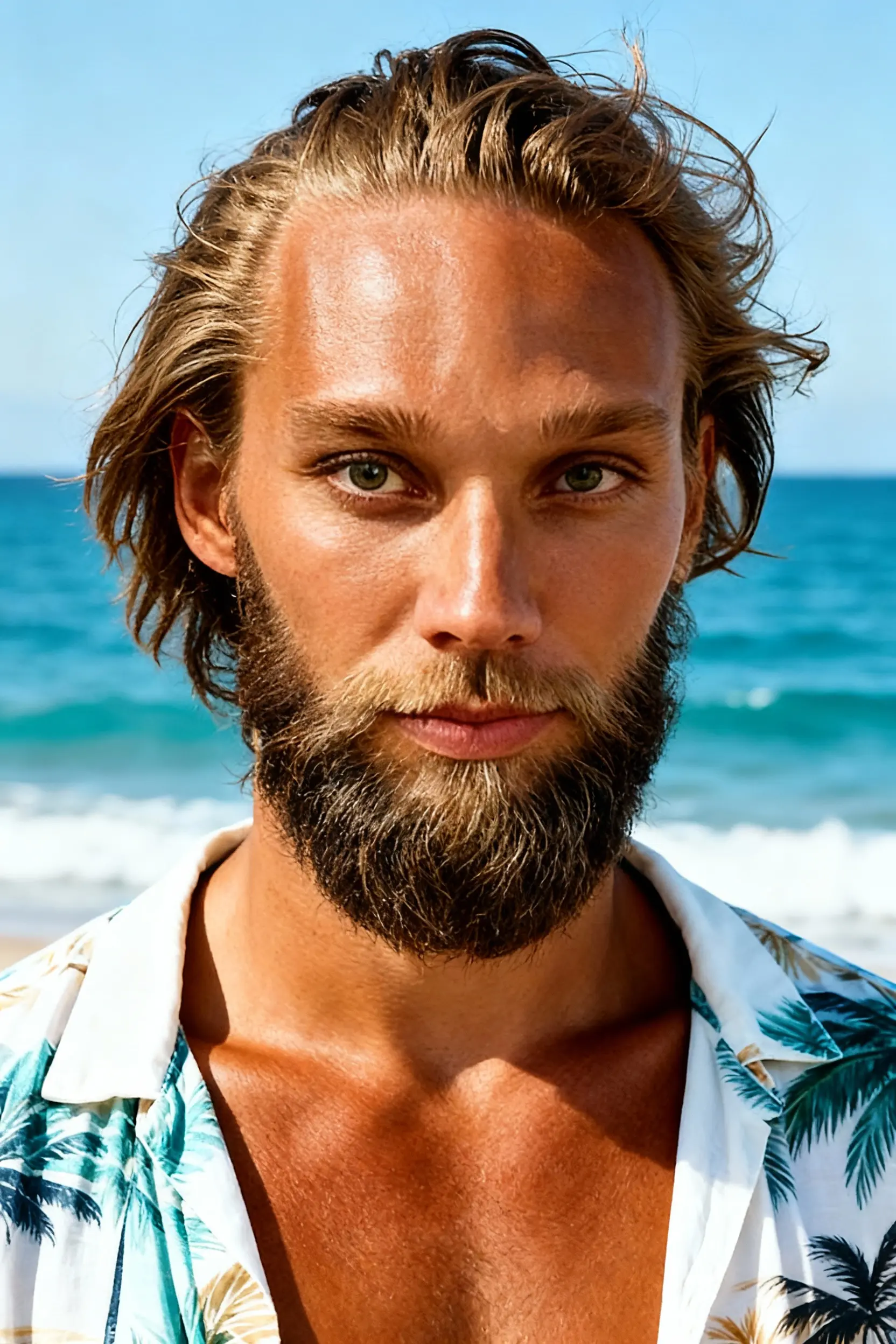 Selfie AI man portrait style Beach Vibes generated with the mobile app