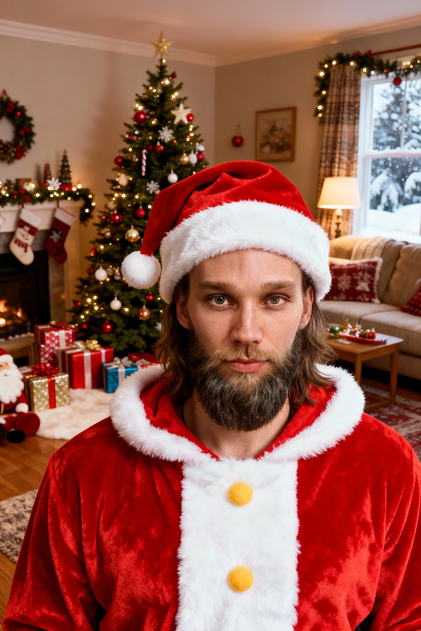 Selfie AI man portrait style Christmas generated with the mobile app