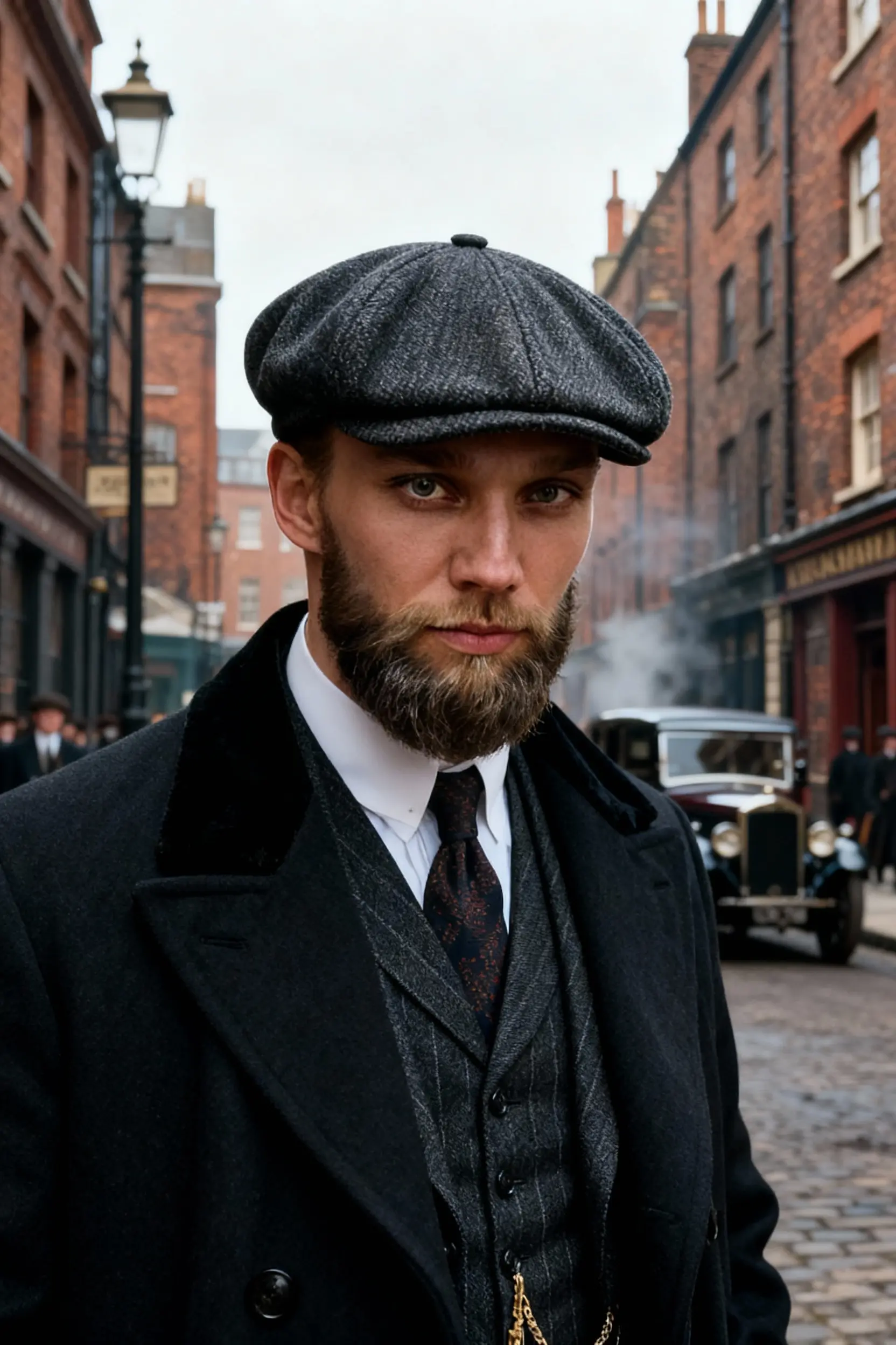 Selfie AI man portrait style Peaky Blinders generated with the mobile app