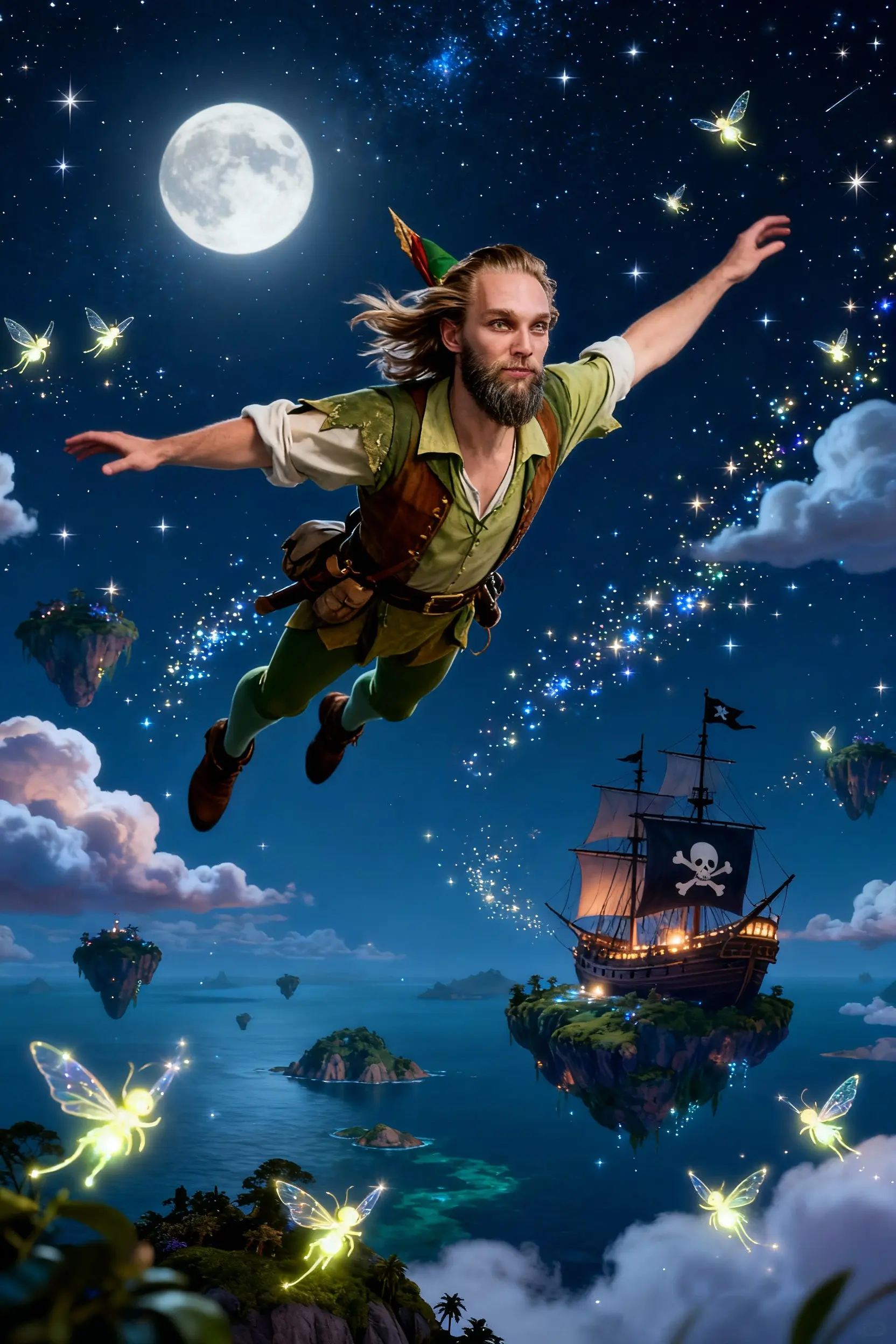 Selfie AI man portrait style Peter Pan generated with the mobile app
