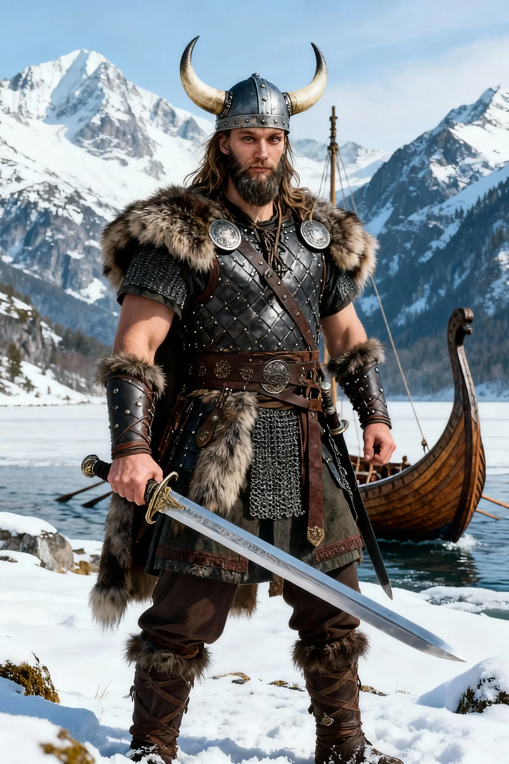 Selfie AI man portrait style Viking generated with the mobile app
