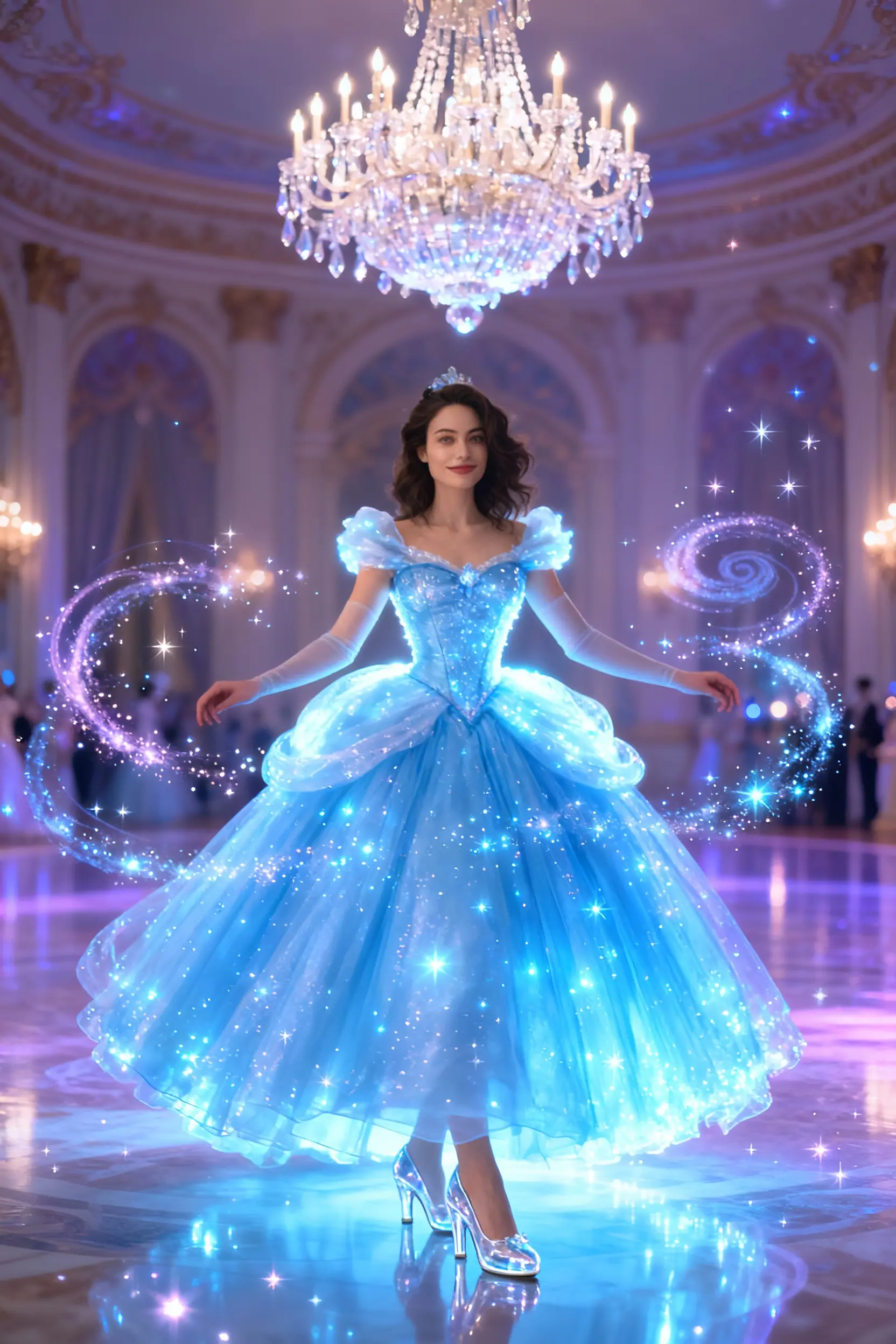 Selfie AI woman portrait style Cinderella Princess generated with the mobile app