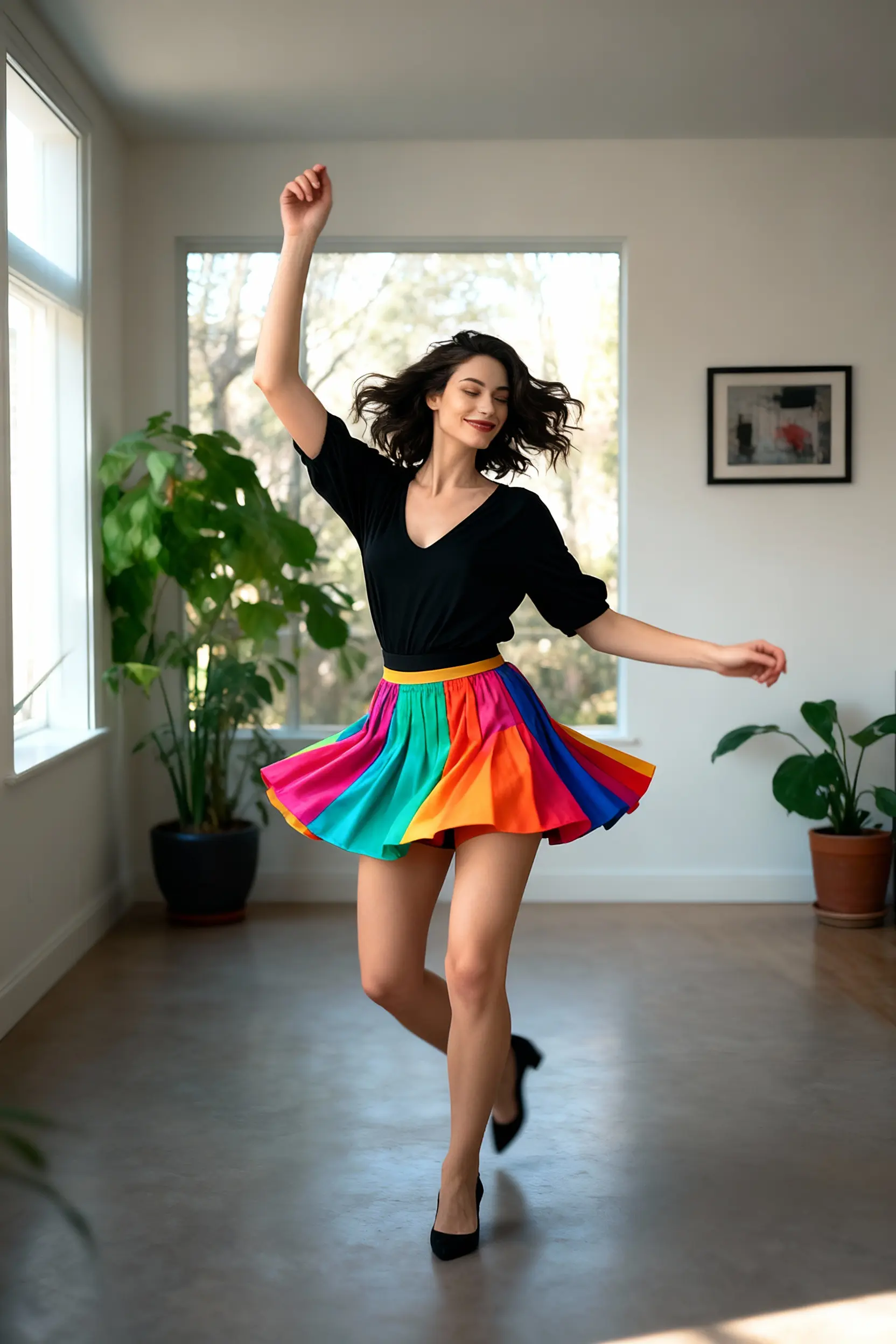 Selfie AI woman portrait style Dancing generated with the mobile app