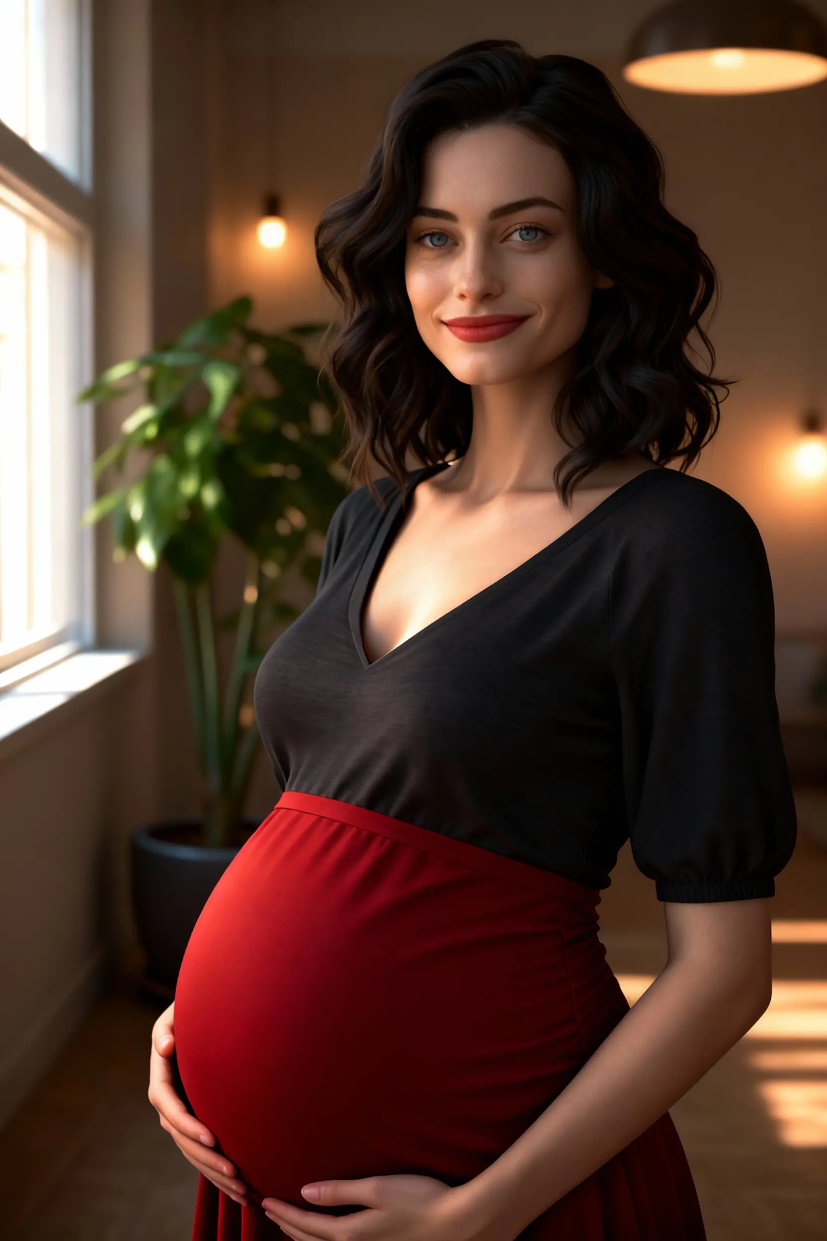 Selfie AI woman portrait style Pregnant generated with the mobile app
