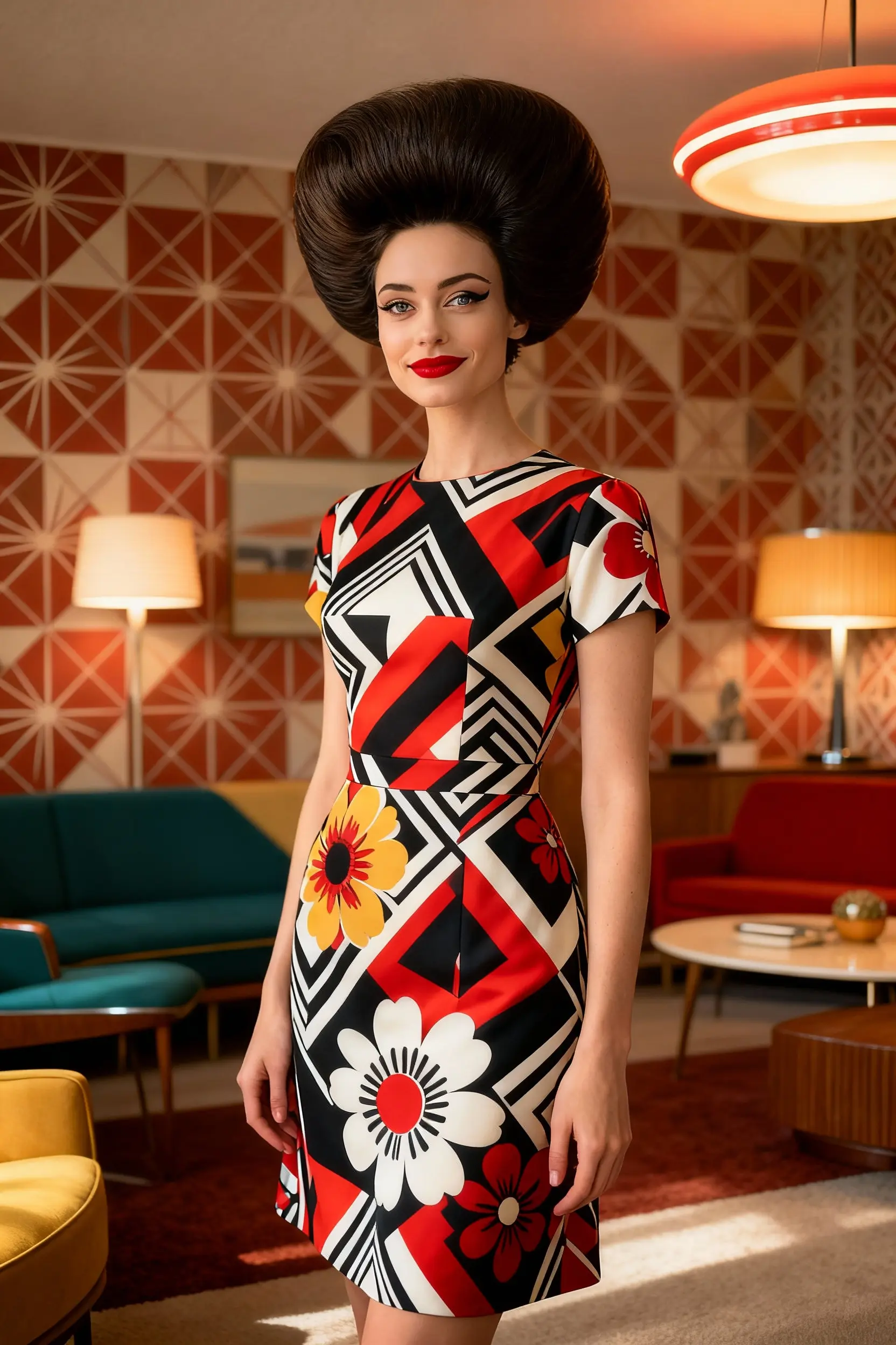 Selfie AI woman portrait style Sixties generated with the mobile app