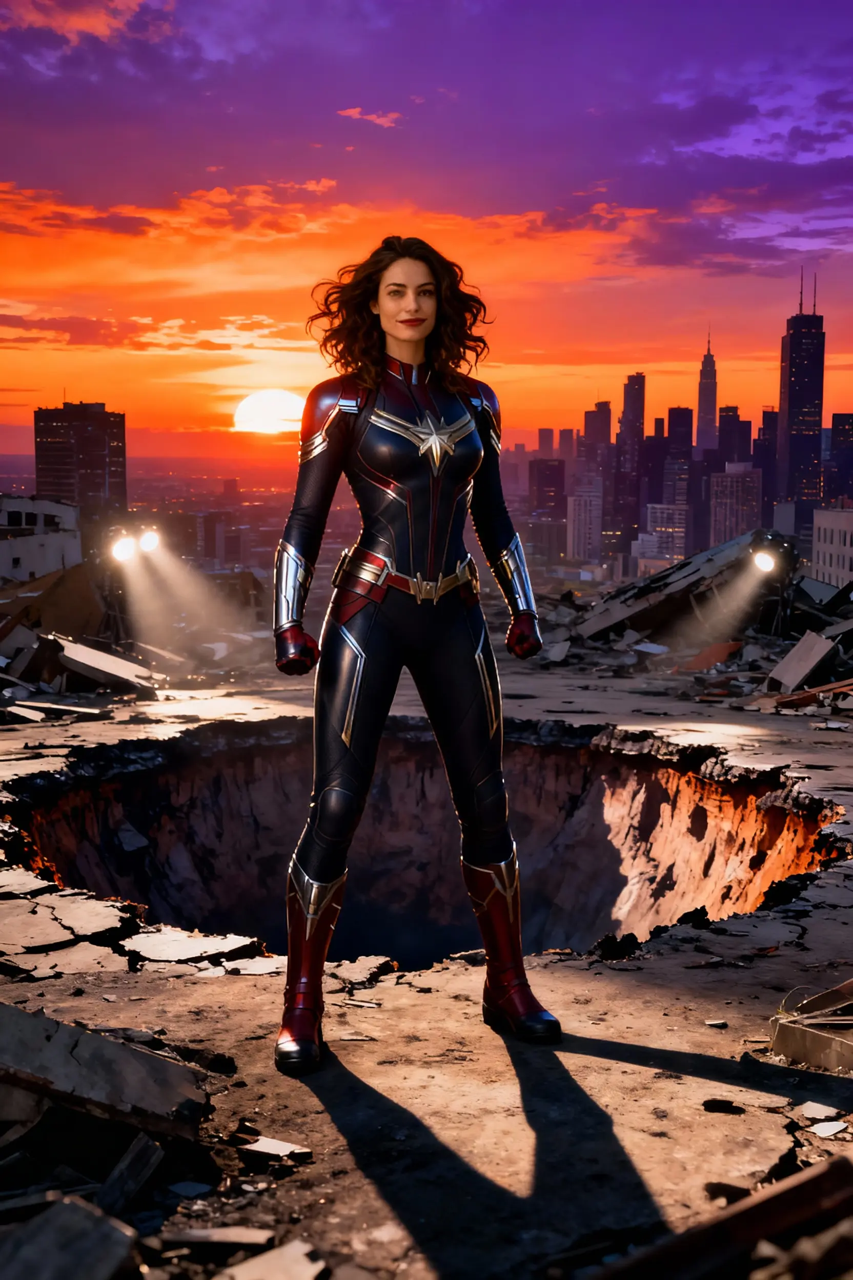 Selfie AI woman portrait style Superhero generated with the mobile app
