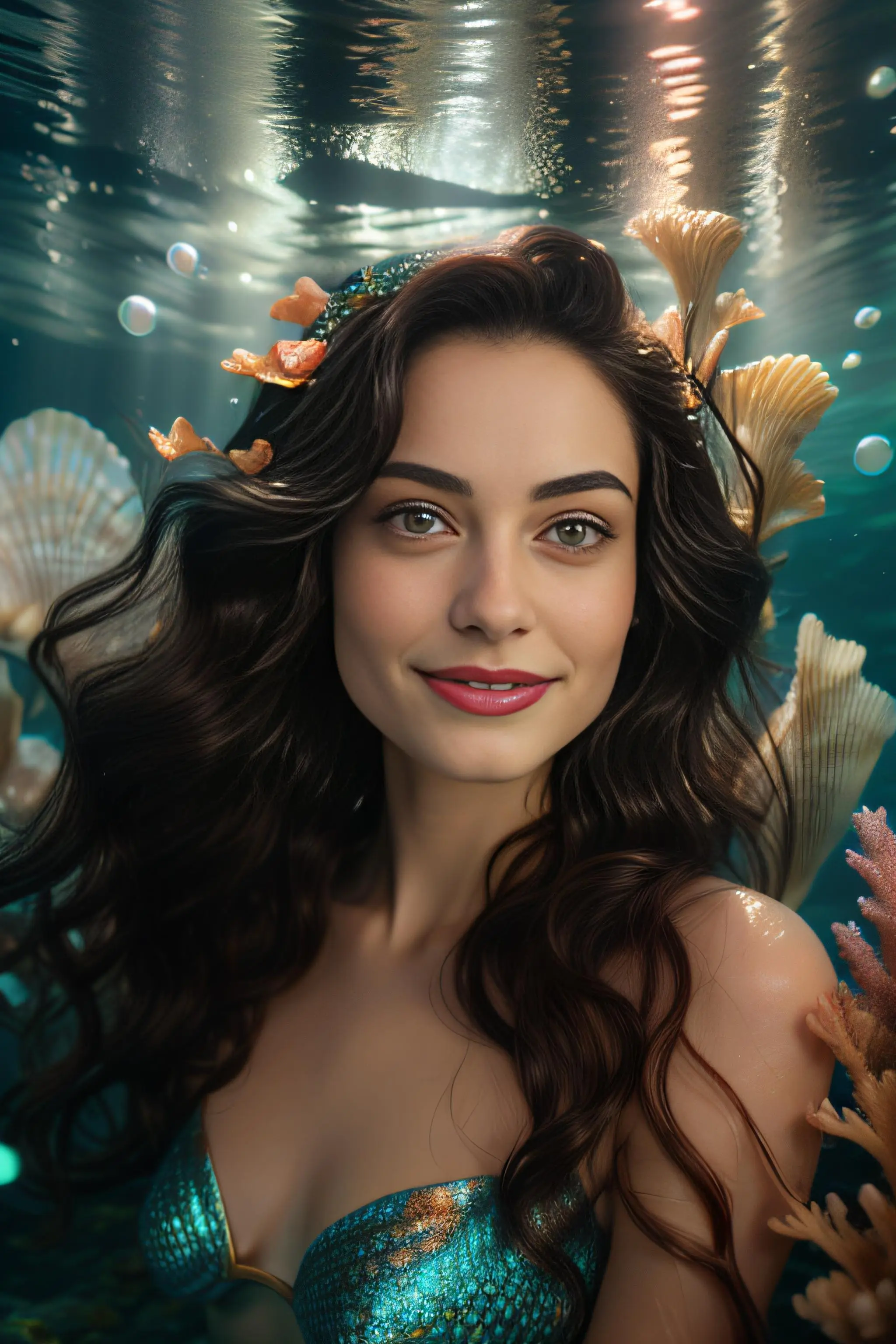 Selfie AI woman portrait style The Little Mermaid generated with the mobile app