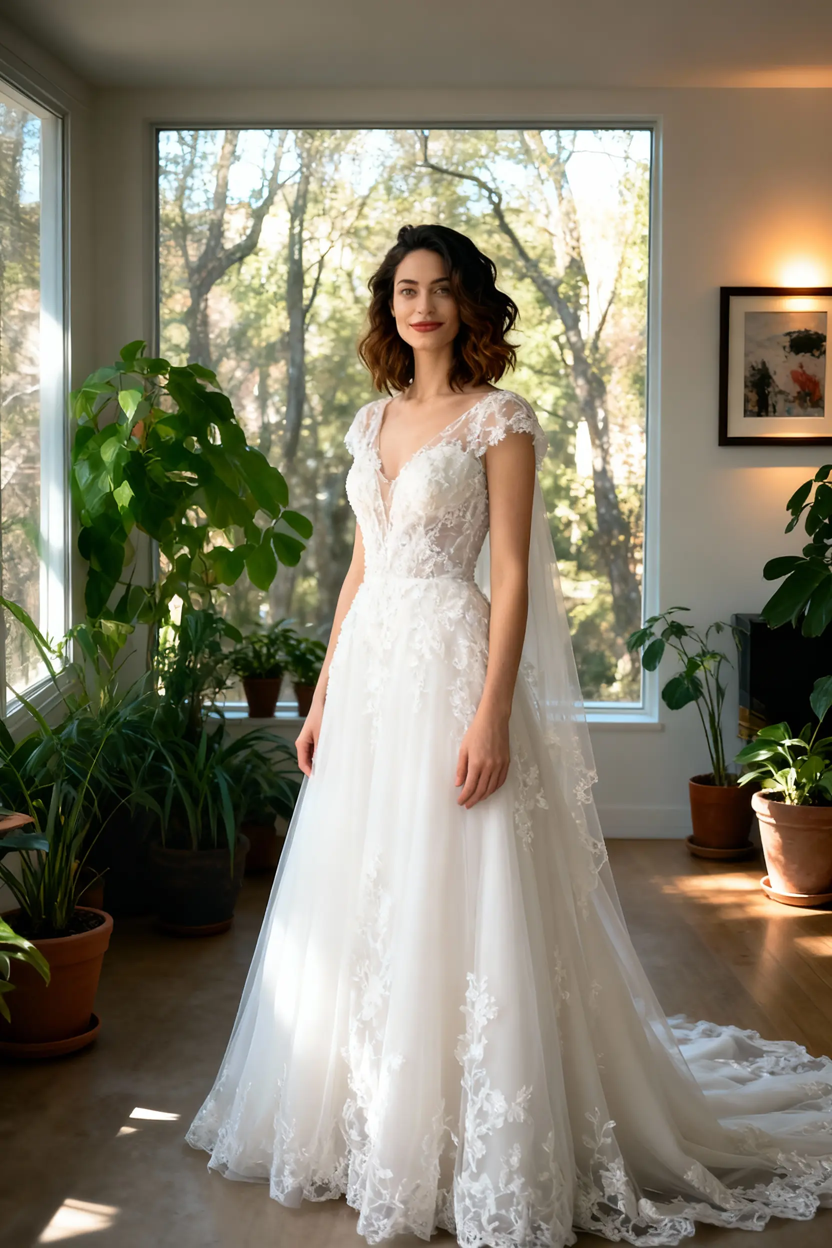 Selfie AI woman portrait style Wedding generated with the mobile app